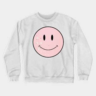 pastel pink silver star confetti background classic Smiley Face Crewneck Sweatshirt